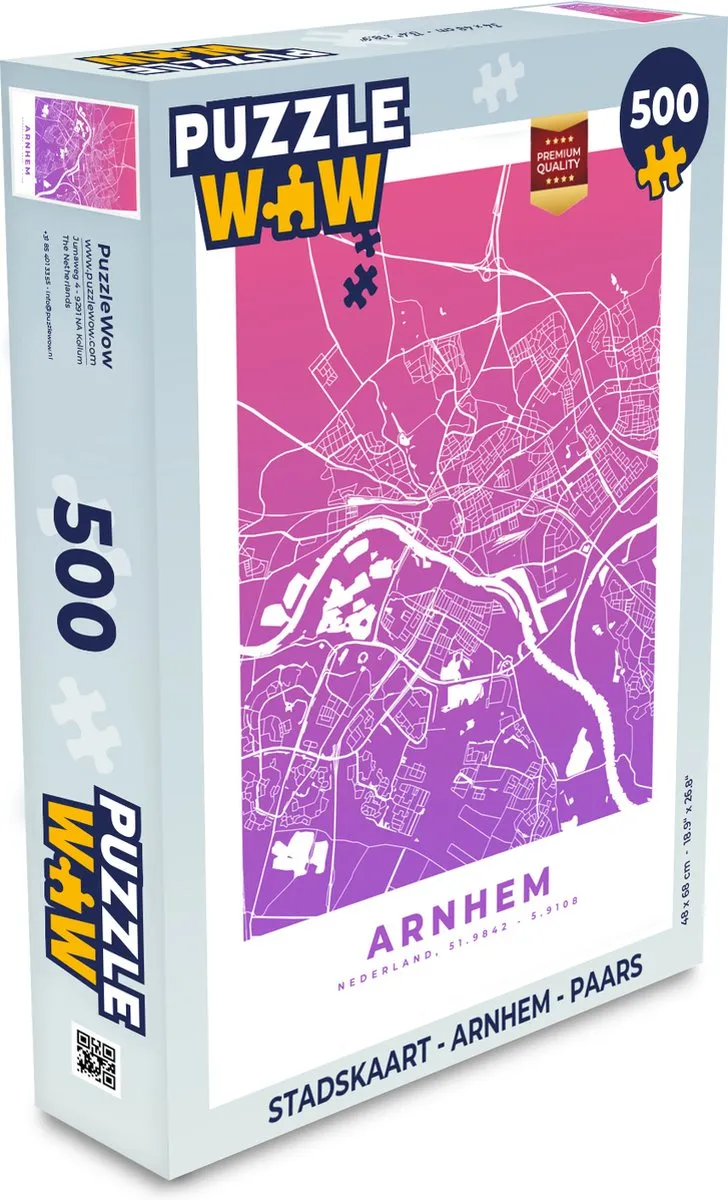 PuzzleWow Stadskaart Arnhem Legpuzzel 500 Stuks