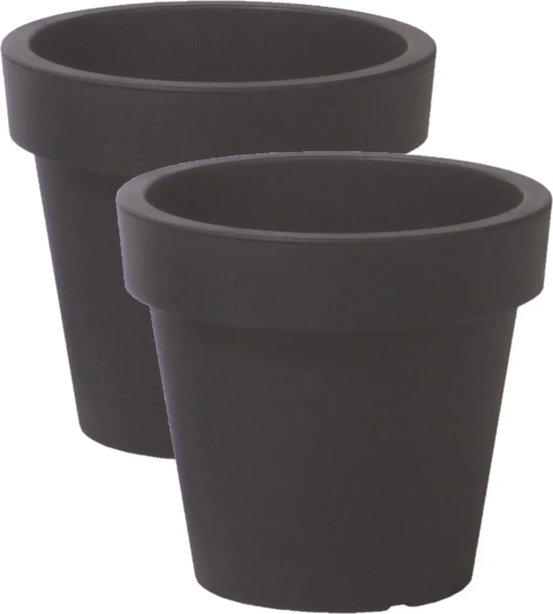 Prosperplast Bloempot Basic - 4x stuks - kunststof - antraciet - D16 x H15 cm - buiten/tuin