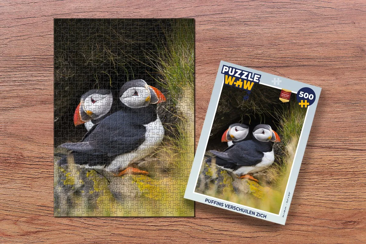 PuzzleWow Puzzel Puffins Verschuilen Zich - 500 Stuks - Multicolor