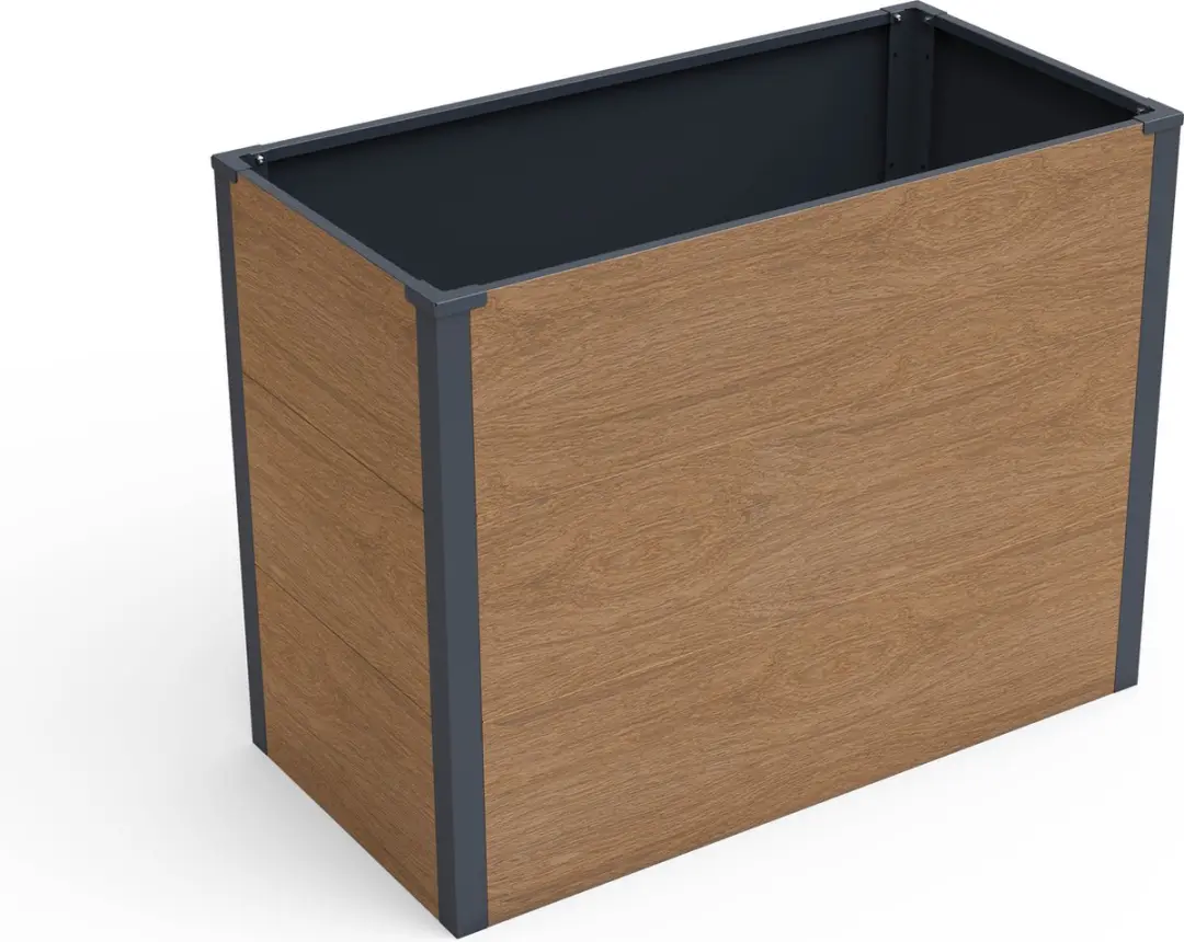TuinChamp Plantenbak staal houtlook 100 x 50 x 77 cm