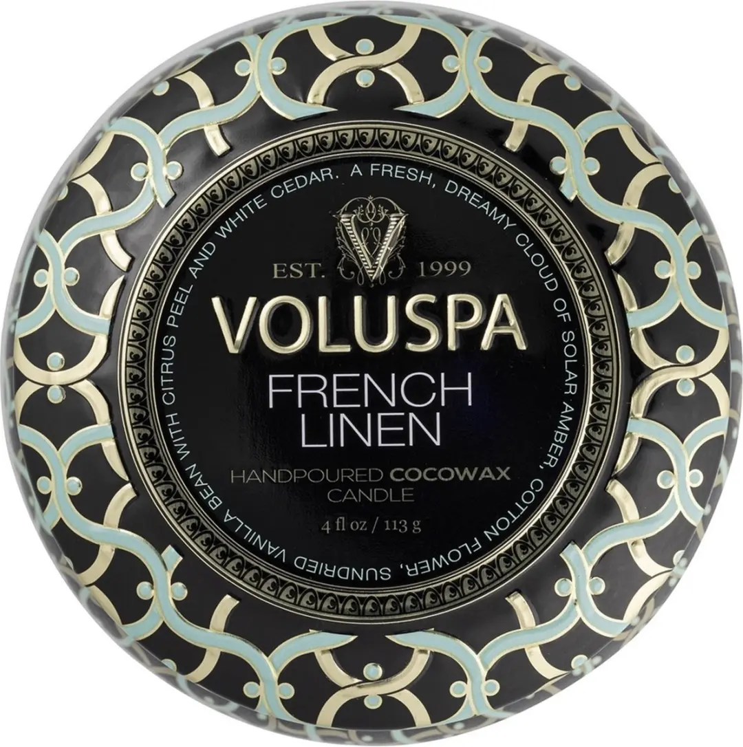 Voluspa Maison Noir French Linen Mini Geurkaars 113g - afbeelding 2 van 2