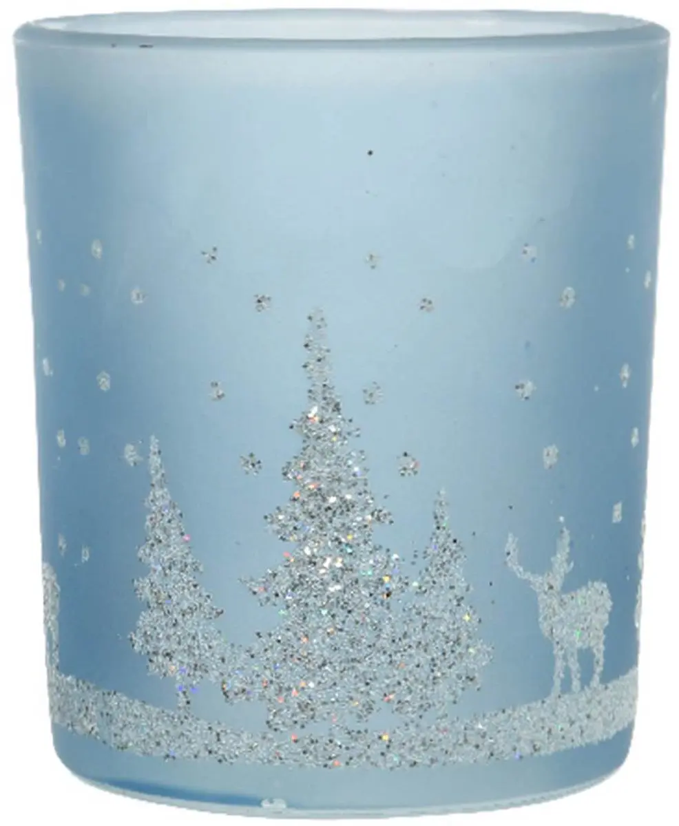 Kaemingk waxinelichthouder Sky Blue lichtblauw Ø 7 cm glas