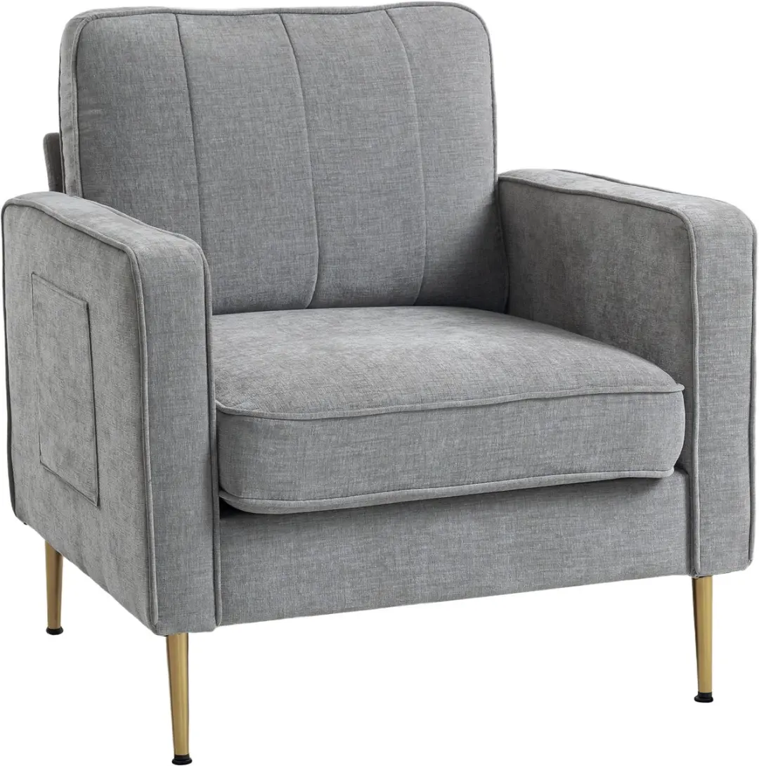 HOMCOM-Fauteuil-Polyester-81x84x87cm-Grijs