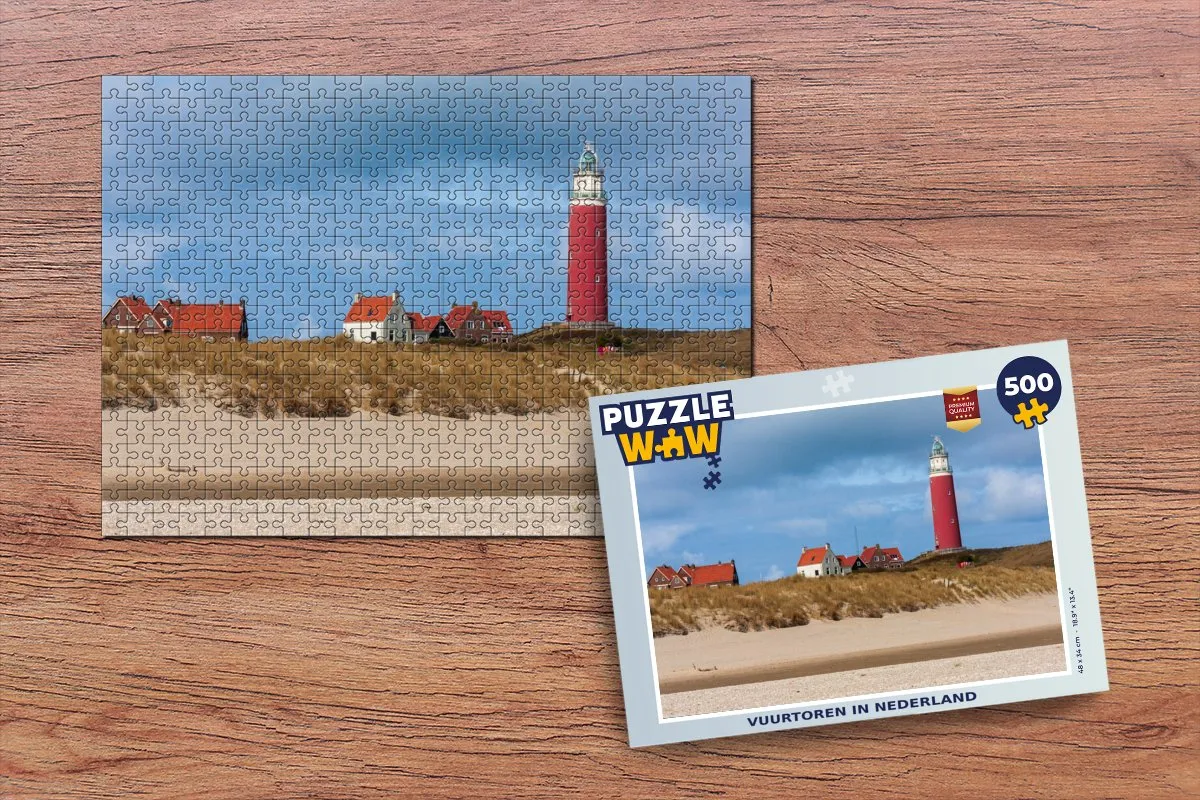 PuzzleWow Legpuzzel Vuurtoren Nederland 500 Stuks - Multicolor