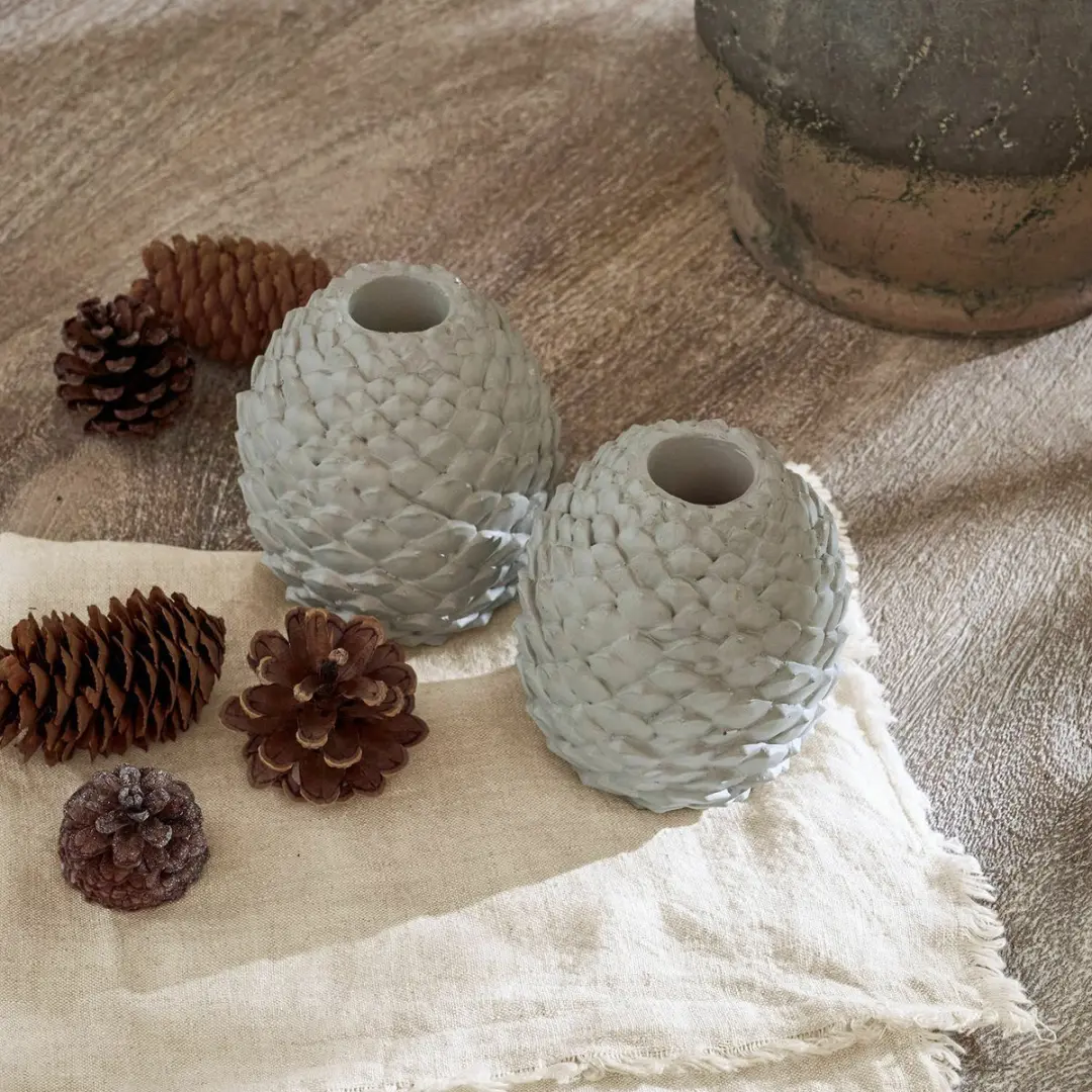 Loberon Rianora Kaarsenhouder Set - 2 Stuks Grijs - afbeelding 3 van 5