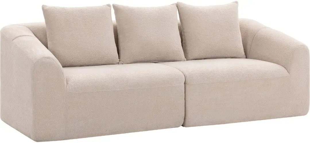 HOMCOM 3 Seater Sofa-Chenille (100 % Polyester)-225L x 93B x 83H cm-Beige