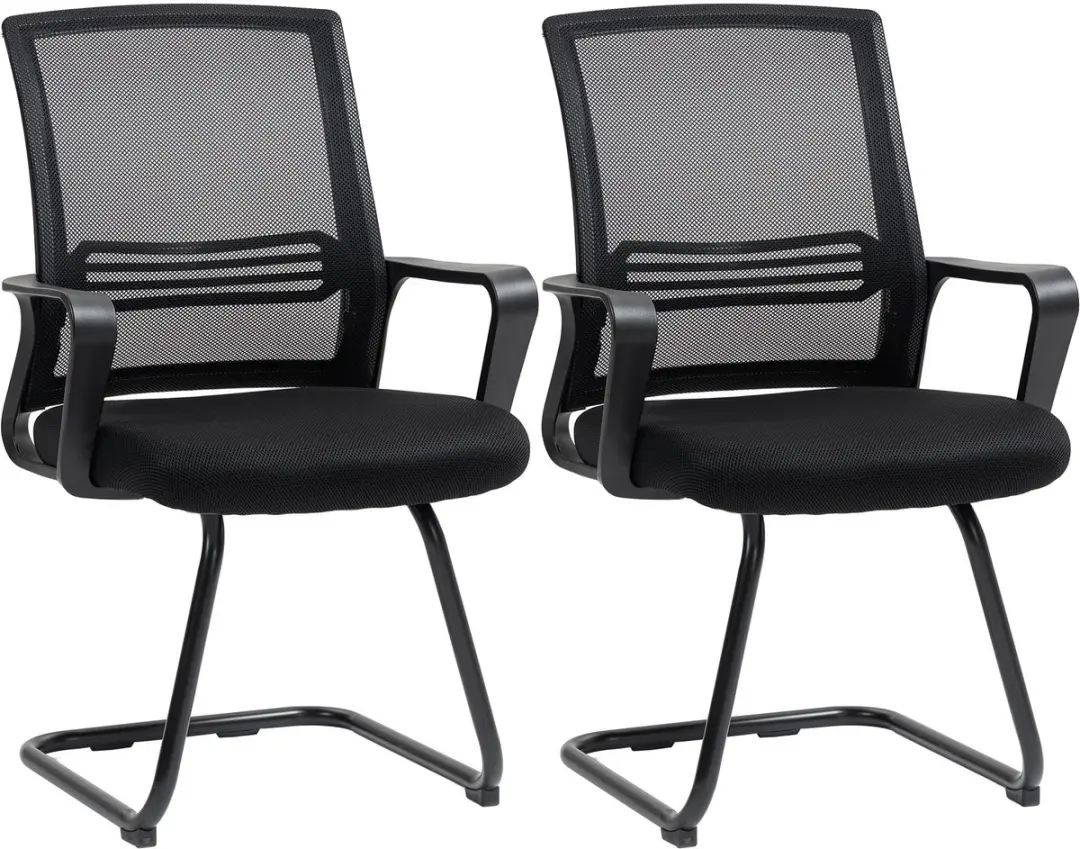 HOMCOM Guest Chair-Mesh-Gewebe-58,5 x 57,5 x 93 cm-Schwarz