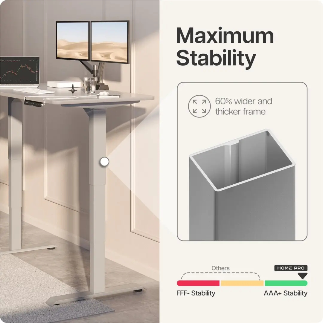 Desktronic HomePro Zit-Sta Bureau - 120x60-200x80cm - Grijs - afbeelding 5 van 6