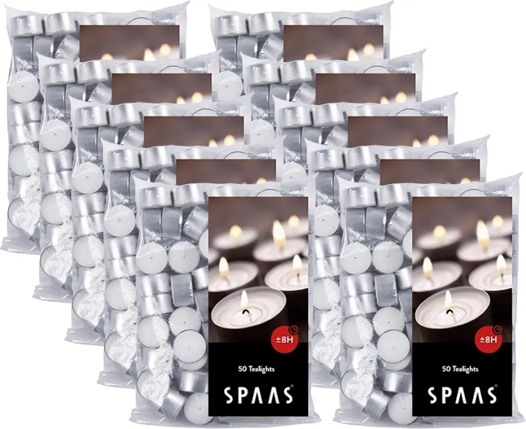Spaas Theelichtjes 50 Stuks - Wit - afbeelding 5 van 5
