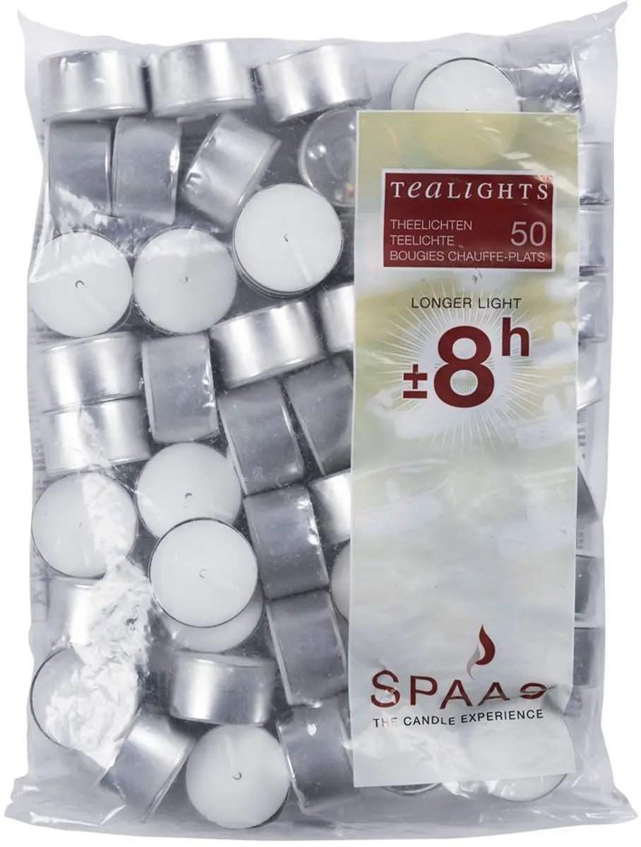 Spaas Theelichtjes 50 Stuks - Wit - afbeelding 3 van 5