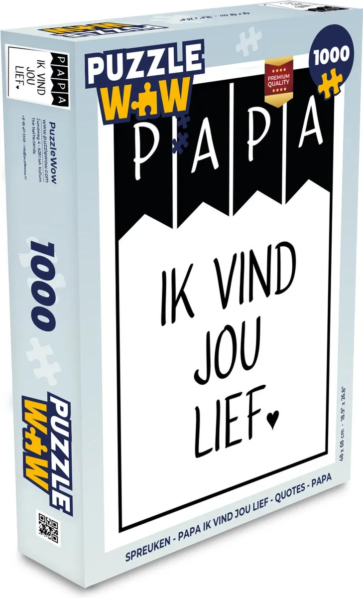 PuzzleWow Spreuken Papa Ik Vind Jou Lief Legpuzzel 1000 Stuks