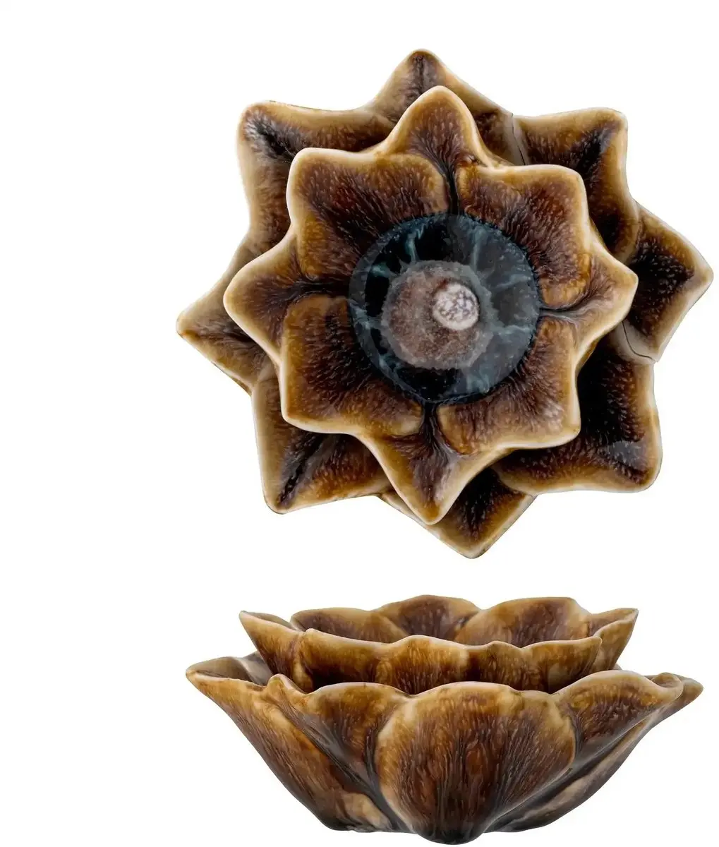 Bloomingville Waxinelichthouder aardewerk bruin Dinah 12cm