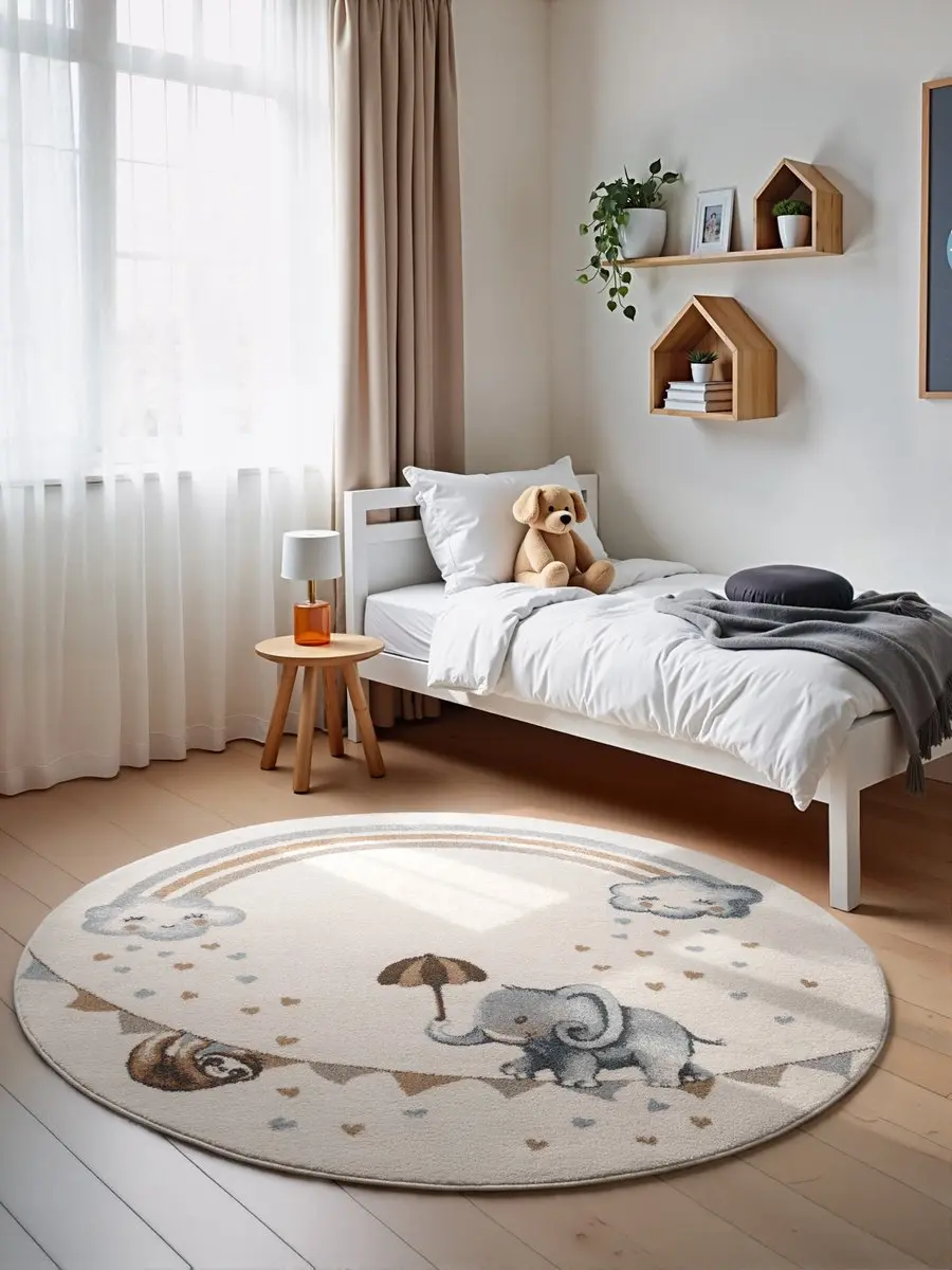 Villeroy & Boch Rond Kindervloerkleed Elephant Rainbow