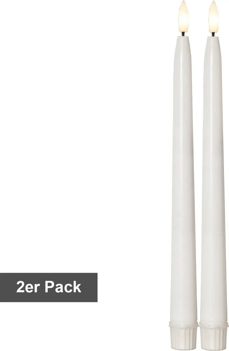 Star Trading kaarsenset Flamme Slim, 2 stuks, antieke kaarsen, wit, LED, timer,