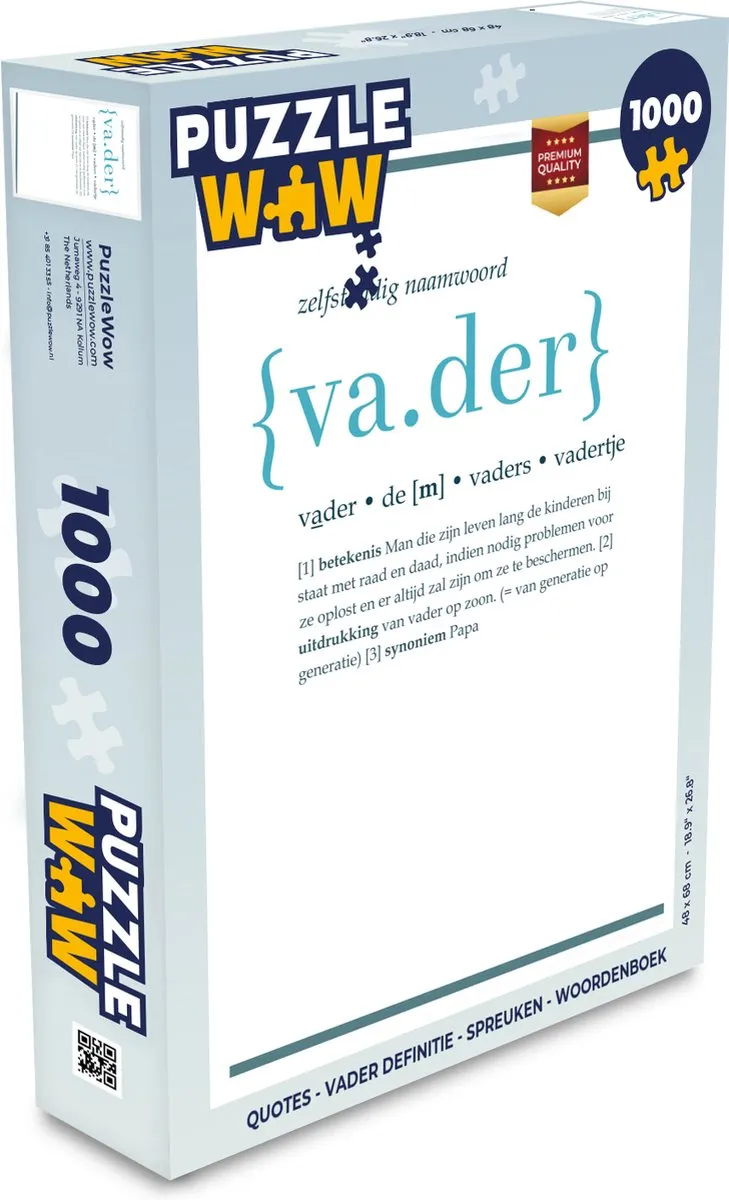 PuzzleWow Vader Definitie Legpuzzel 1000 Stuks
