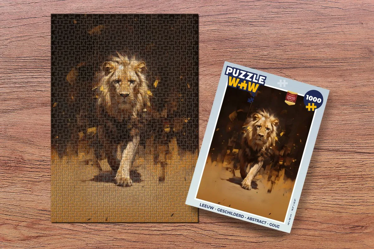 PuzzleWow Leeuw Legpuzzel 1000 Stuks - Goud