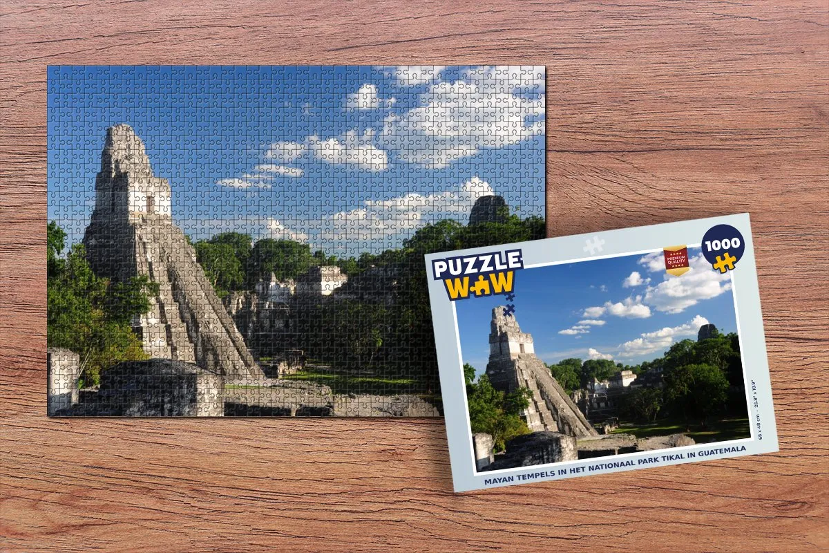PuzzleWow Mayan Tempels Guatemala Legpuzzel 1000 Stuks - Multicolor