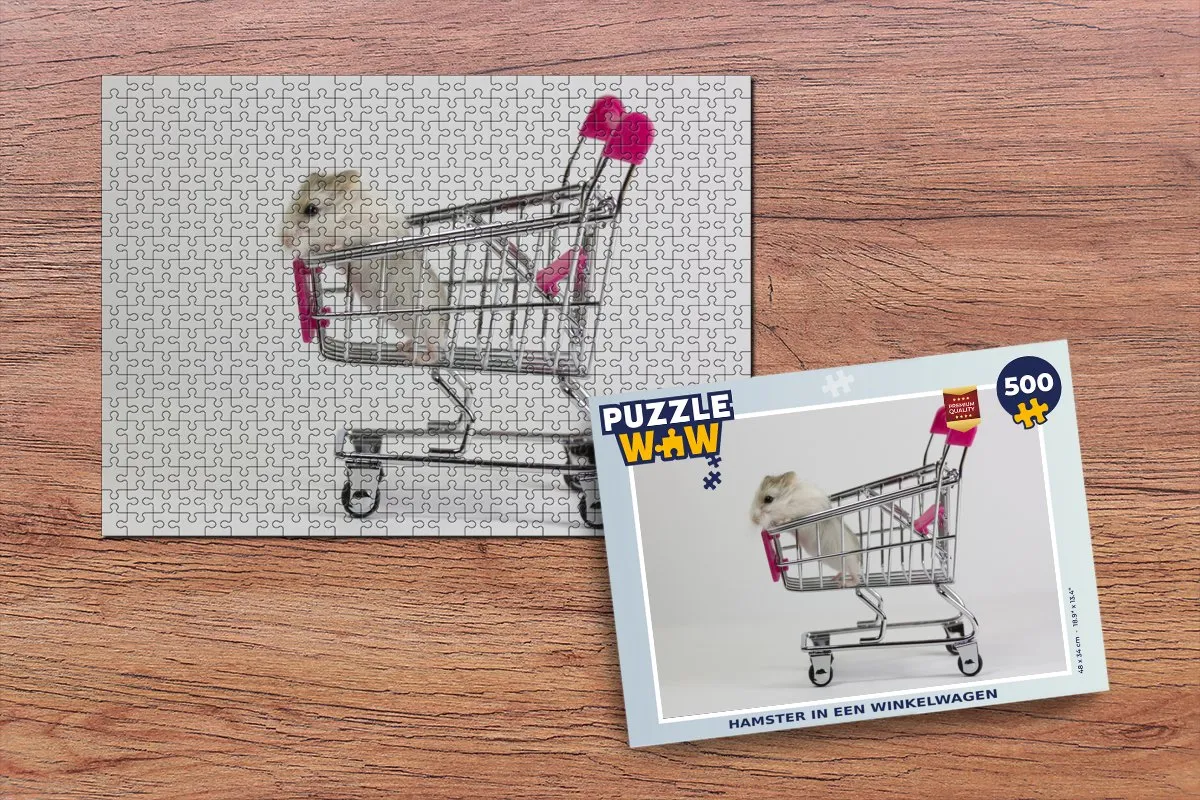 PuzzleWow Hamster in een Winkelwagen Legpuzzel 500 Stuks - Multicolor