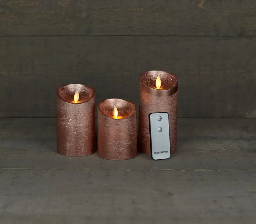 Anna's Collection LED Kaarsen Rustiek Koper - 3 Stuks - afbeelding 5 van 6