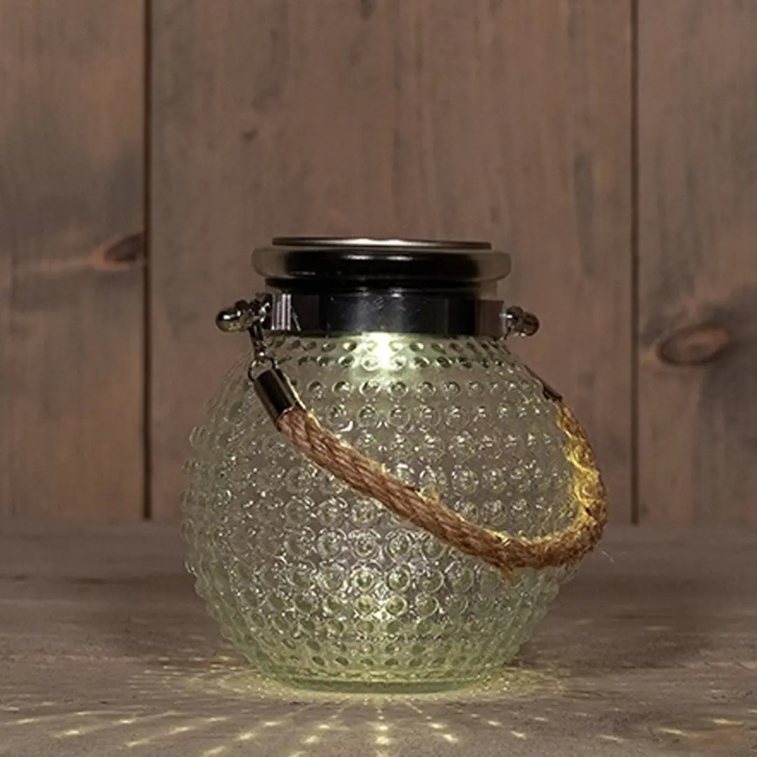 Anna's collection Solar lantaarn glas - transparant - bubbel structuur - 10 x 12 cm