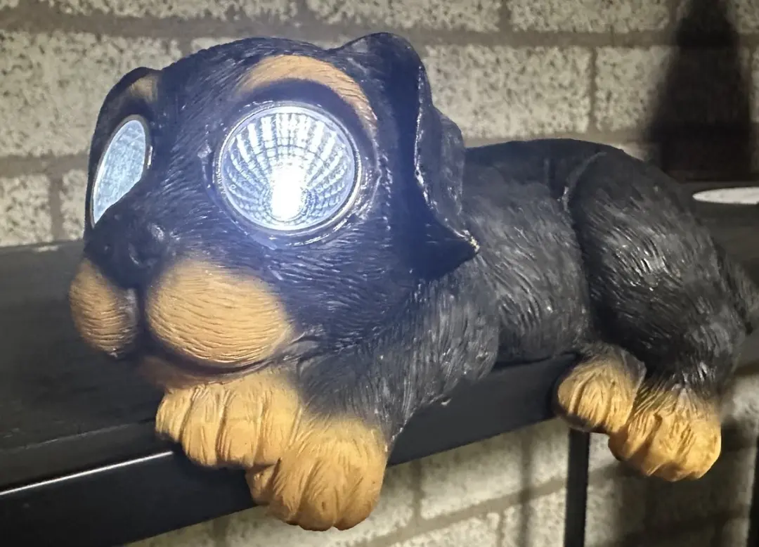 Polyresin solarlamp " liggende hond"