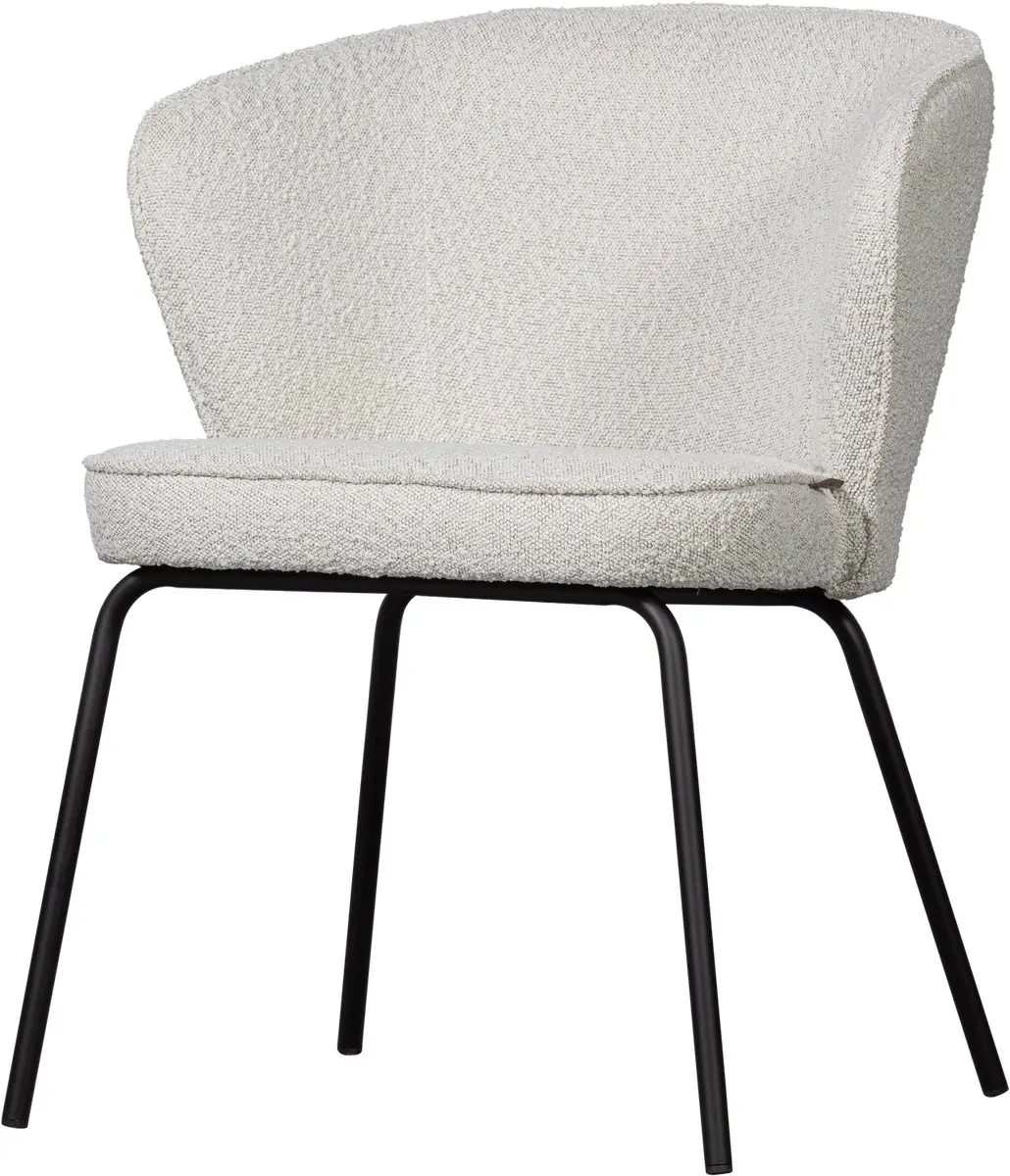 WOOOD Admit Eetkamerstoel - Bouclé Naturel/Wit