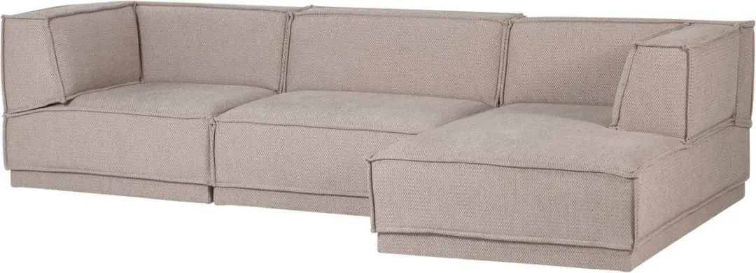 WOOOD Manu Chaise Longue Bank - Grove Chenille - Naturel - 73x286x160 - afbeelding 2 van 2