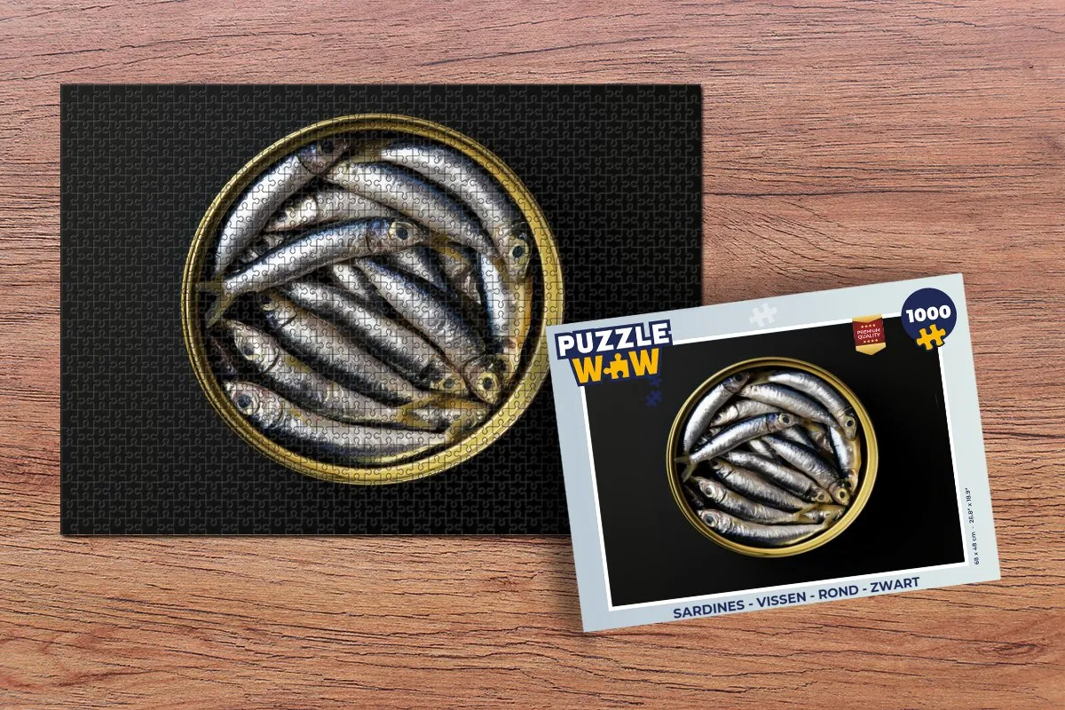 PuzzleWow Sardines Legpuzzel 1000 Stuks - Zwart
