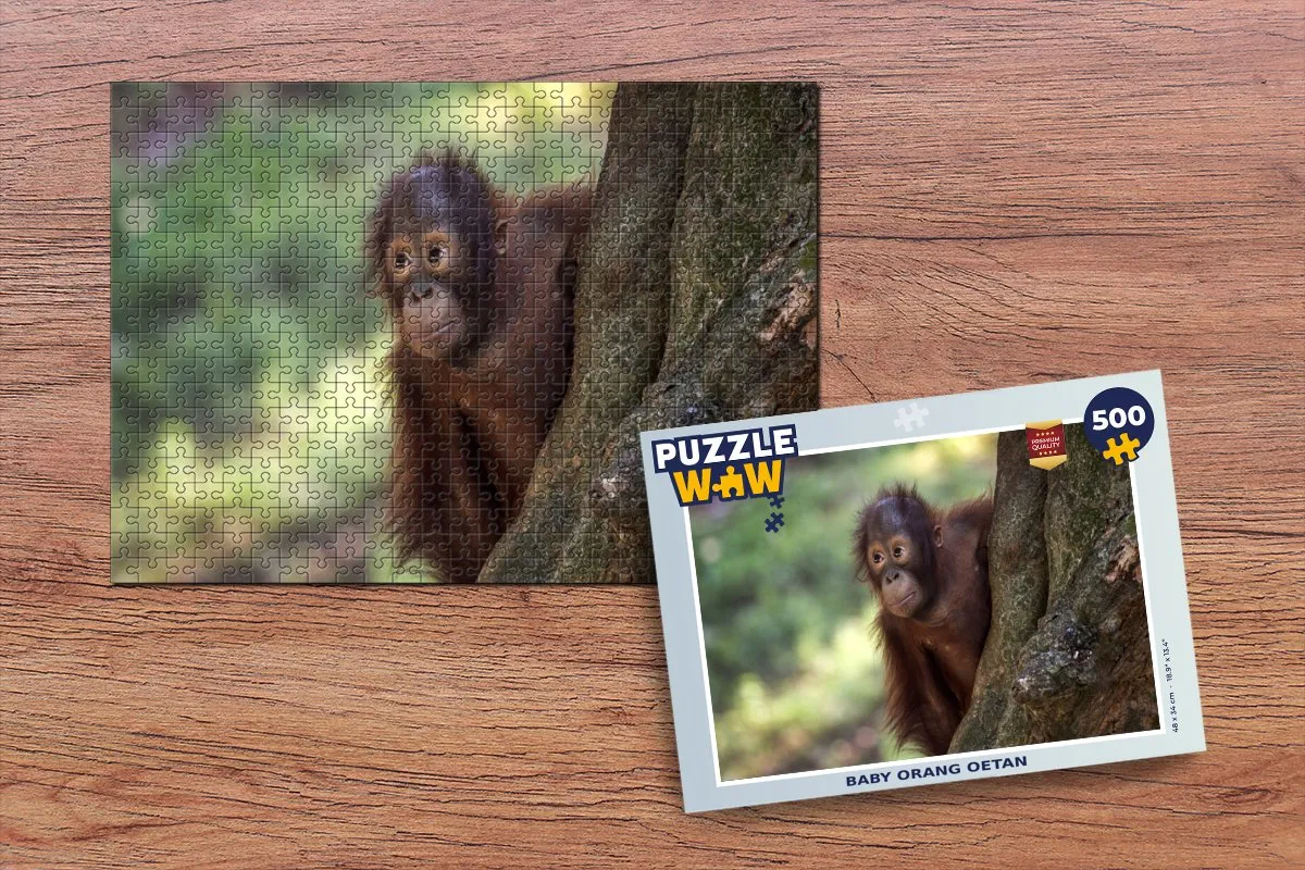 PuzzleWow Baby Orang-oetan Boom Legpuzzel 500 Stuks - Multicolor