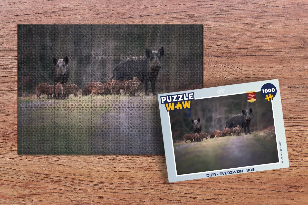 PuzzleWow Everzwijn Bos Legpuzzel 1000 Stuks - Multicolor