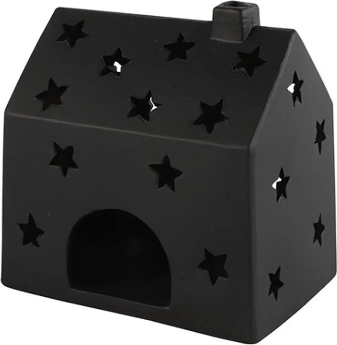 Theelichth huis Jule L zwart-L11,5B16,5H16,5CM