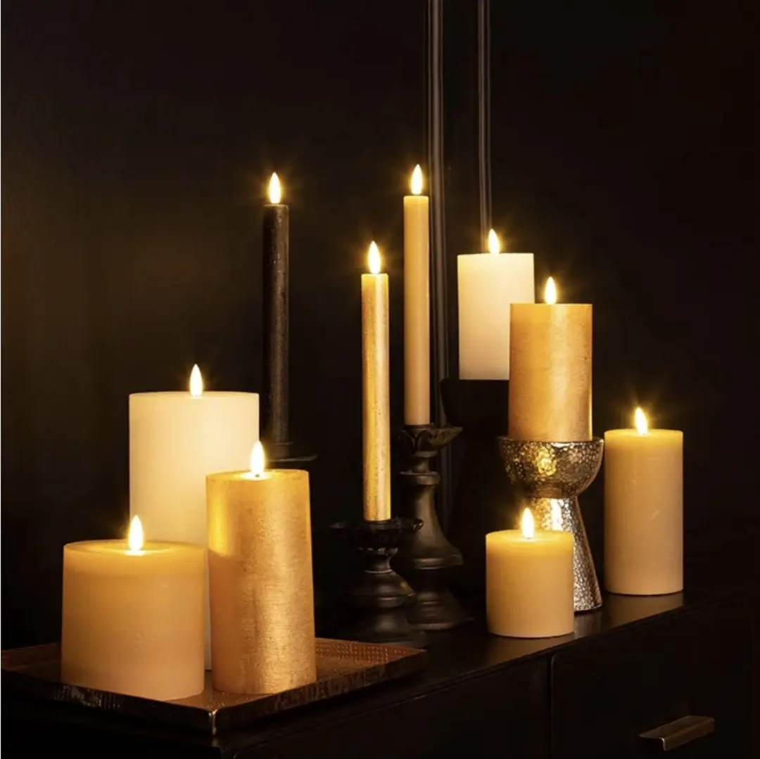 Countryfield Lyon LED Dinerkaarsen 2 Stuks - 24cm - Taupe - afbeelding 3 van 3