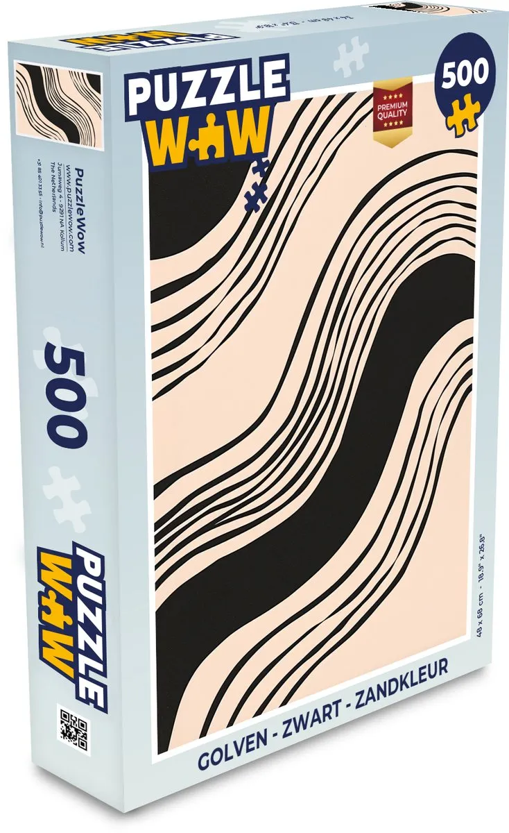 PuzzleWow Golven Legpuzzel 500 Stuks - Zwart/Zandkleur