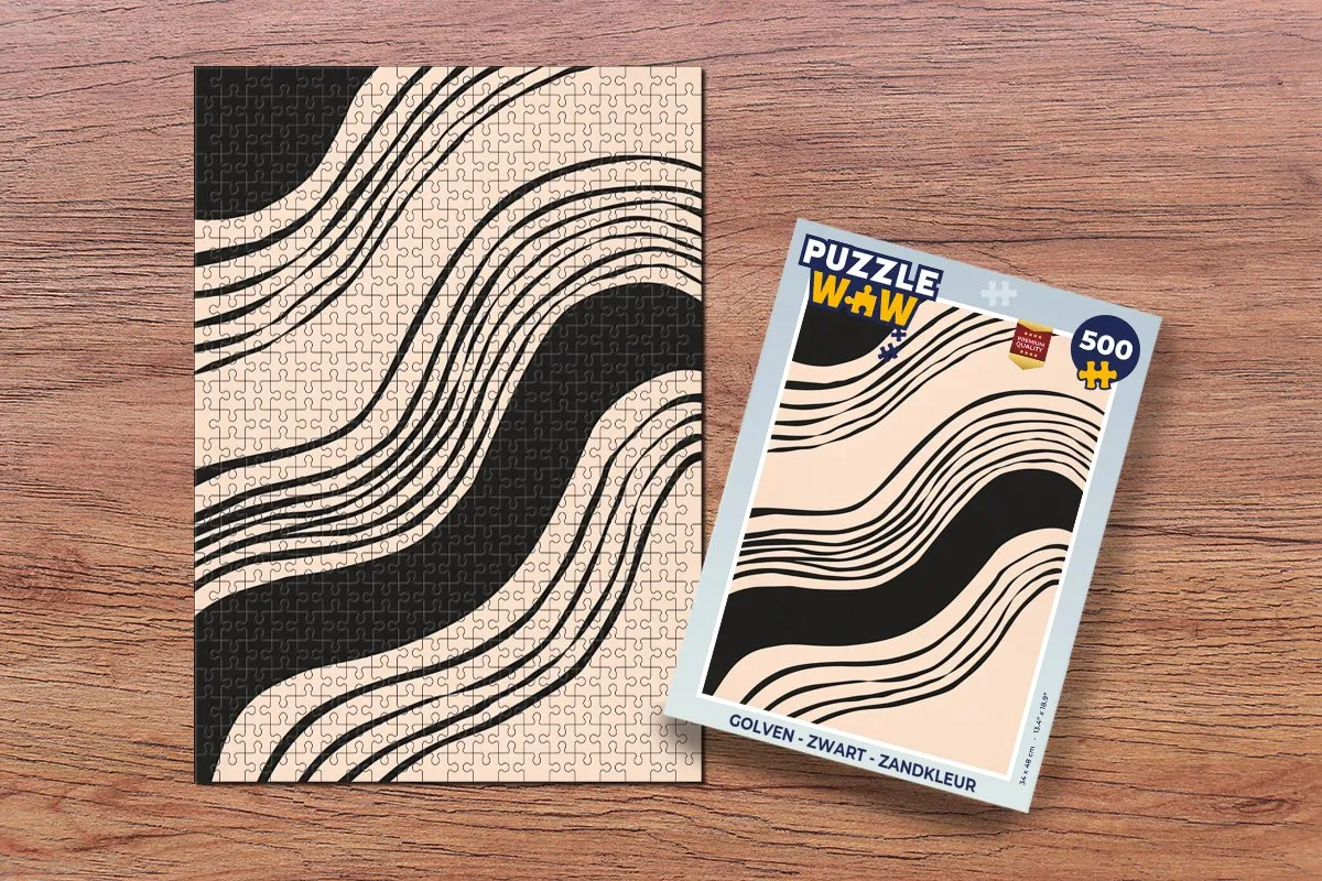 PuzzleWow Golven Legpuzzel 500 Stuks - Zwart/Zandkleur