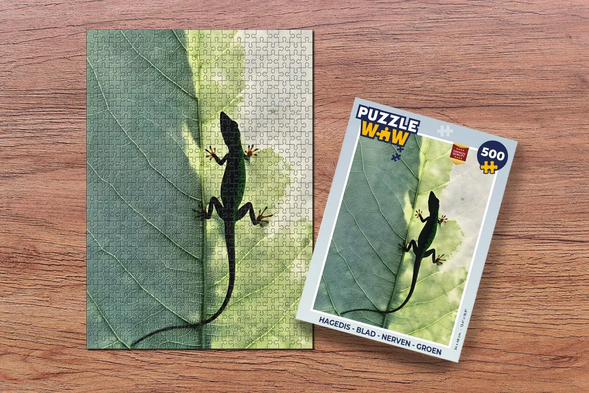 PuzzleWow Legpuzzel Hagedis - Blad 500 Stuks - Groen