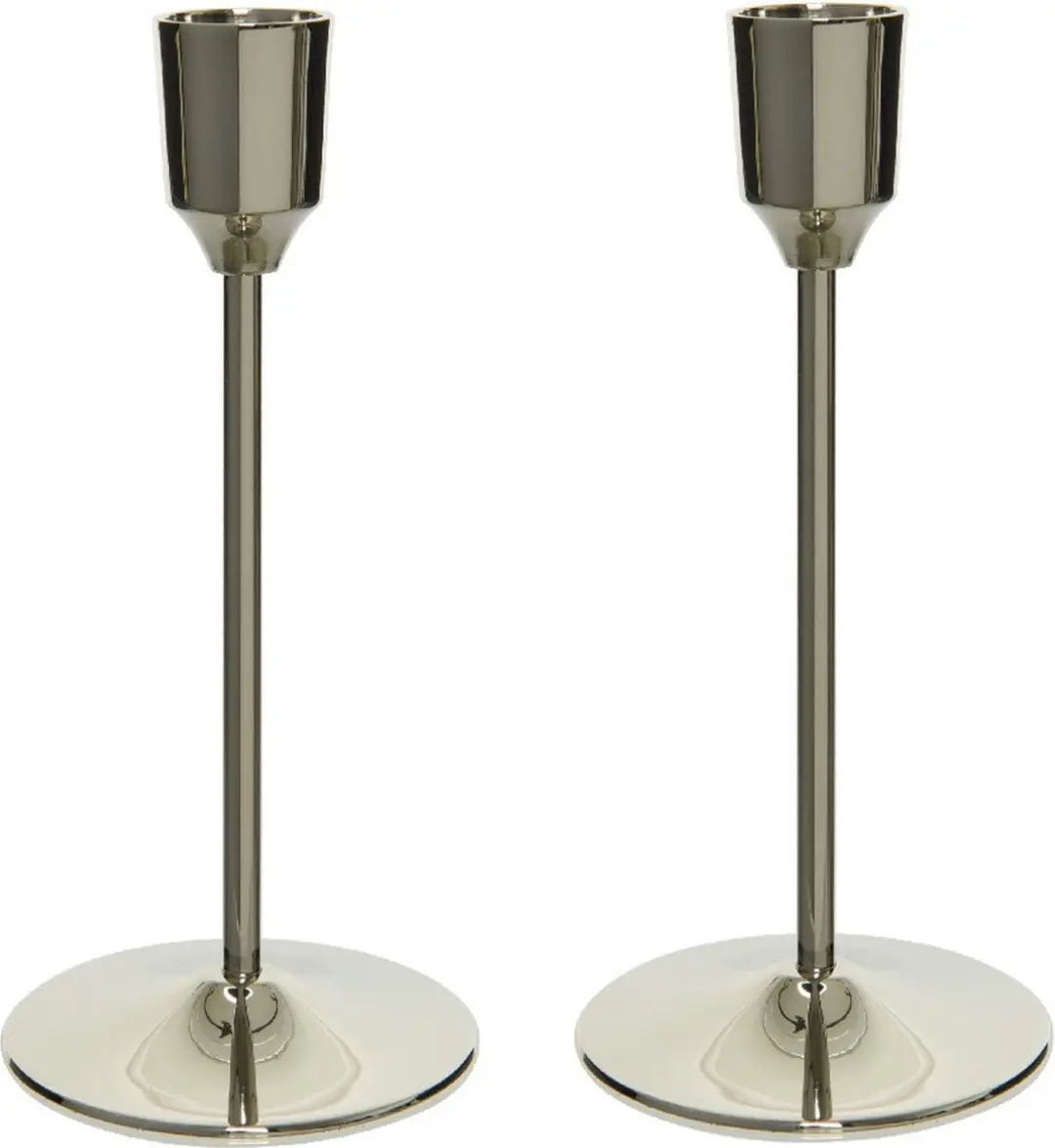 Set van 3x stuks luxe diner kaarsen staande kandelaar aluminium kleur zilver 20