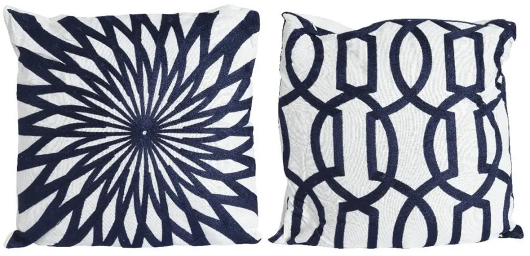 Sierkussen 43x43cm blauw/wit