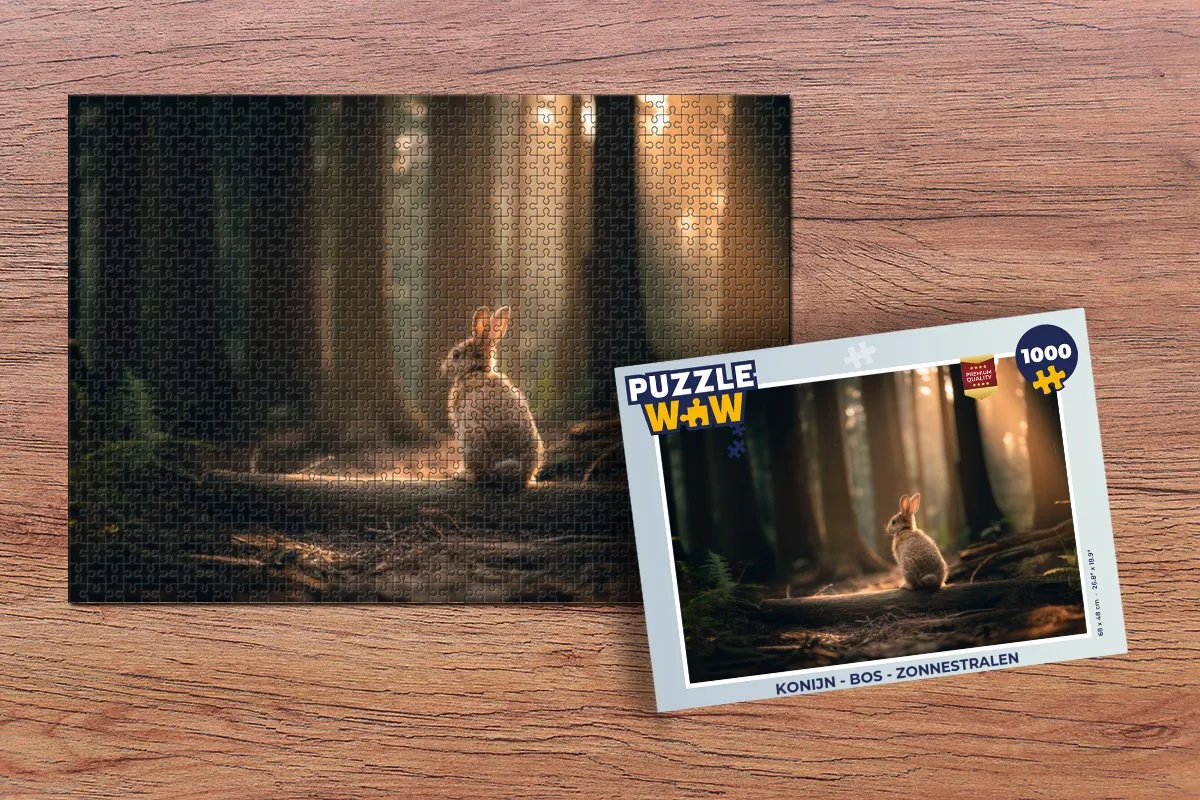 PuzzleWow Konijn - Bos - Zonnestralen Puzzle 1000 Stuks