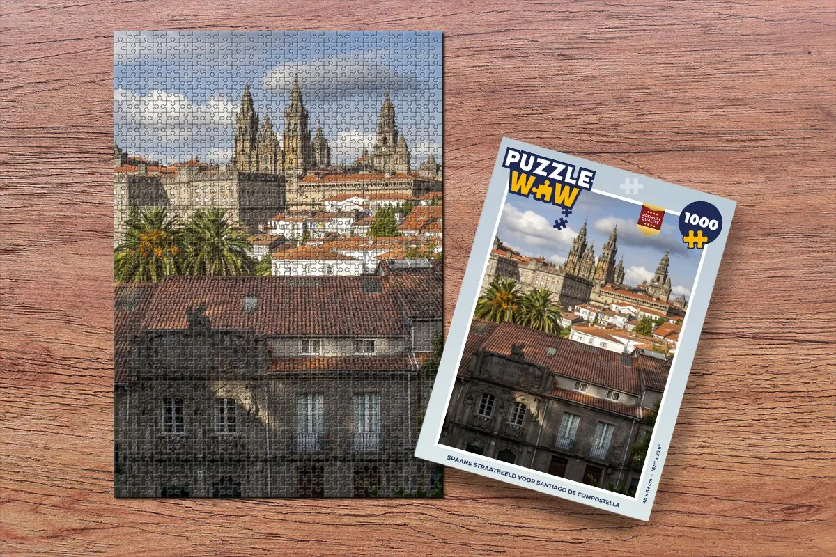 PuzzleWow Legpuzzel Santiago de Compostella 1000 Stuks - Multicolor