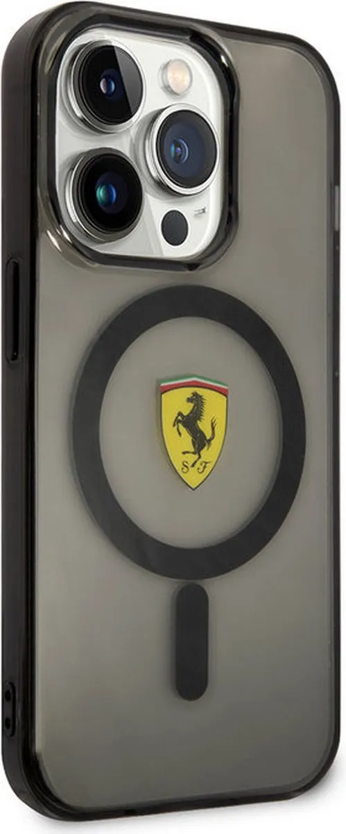 Ferrari Translucent Back Case iPhone 14 Pro - Zwart - MagSafe