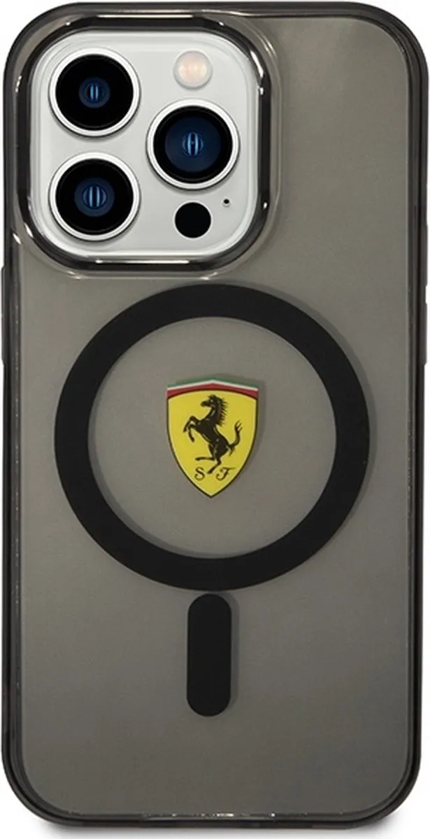 Ferrari Translucent Back Case iPhone 14 Pro - Zwart - MagSafe