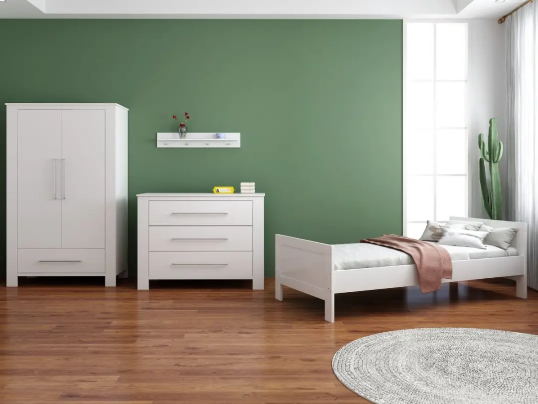 Born Lucky ® Tienerkamer Noel Wit 3 Delig met Noel Commode Wit en Noel Kledingk