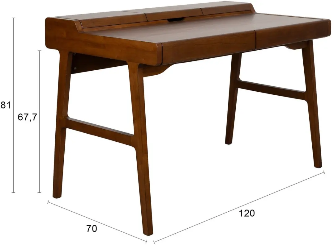 Zuiver Kaat Bureau 120x70cm - Walnoot - afbeelding 3 van 6