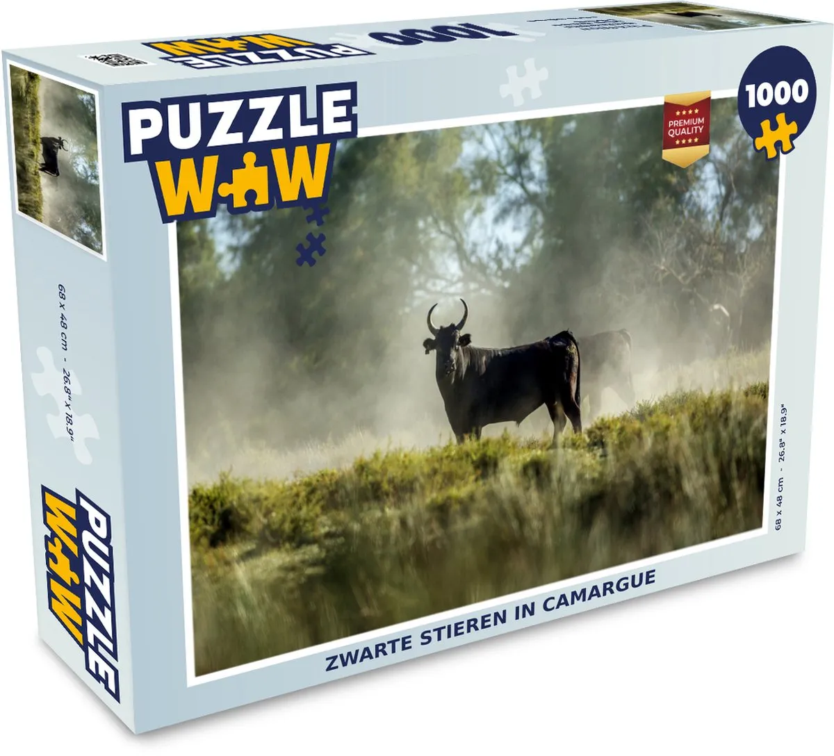 PuzzleWow Legpuzzel Zwarte stieren in Camargue 1000 Stuks