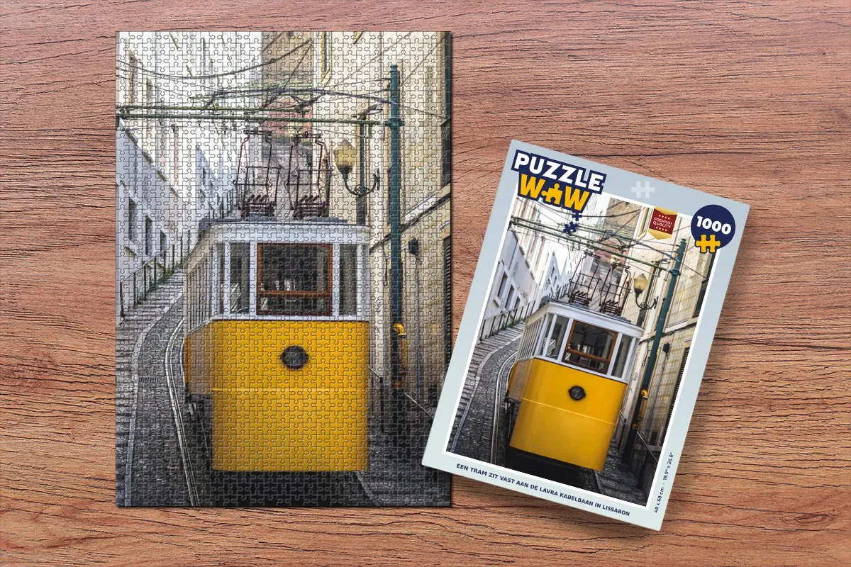PuzzleWow Legpuzzel Een tram aan de Lavra kabelbaan Lissabon 1000 Stuks
