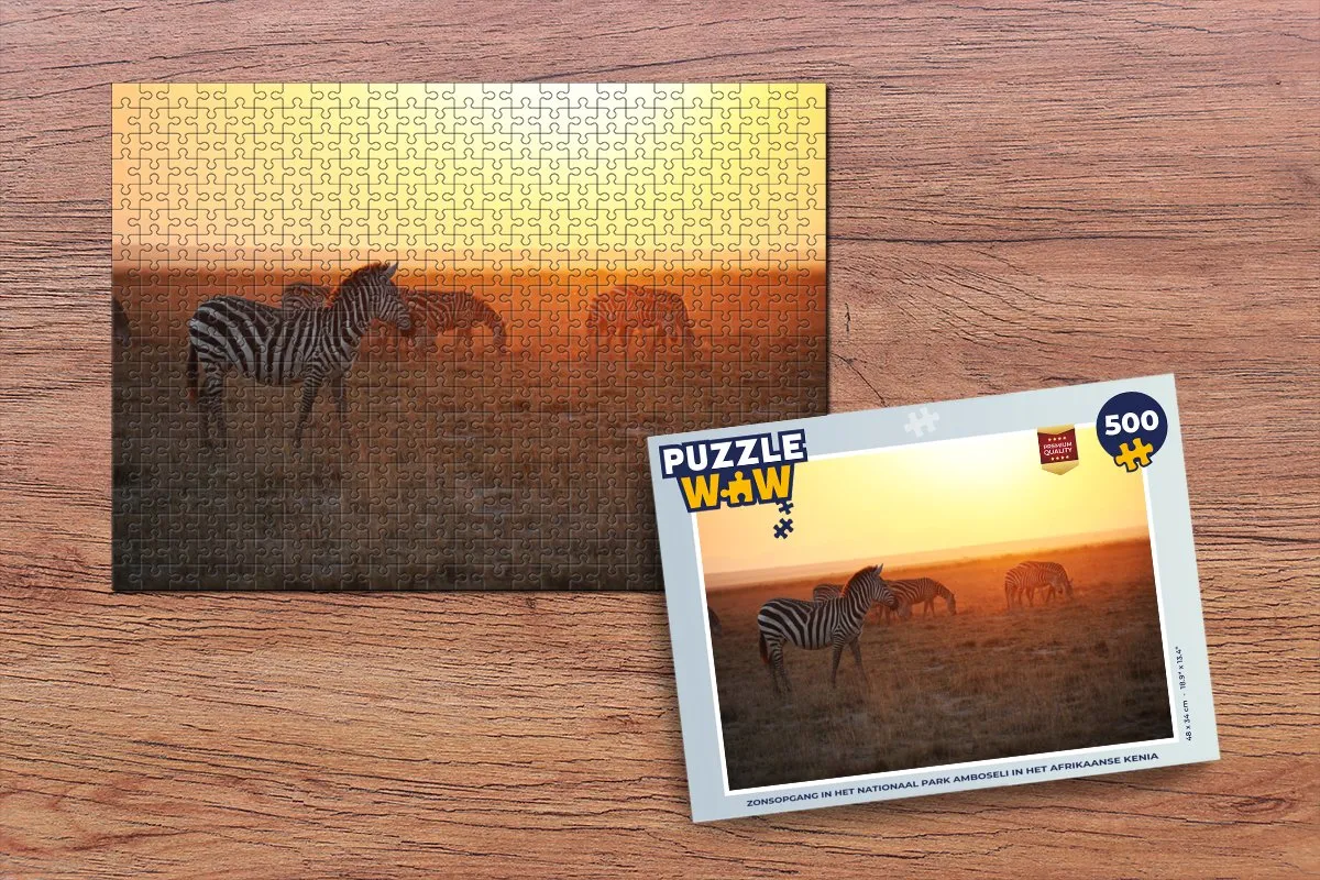 PuzzleWow Zonsopgang Amboseli Legpuzzel 500 Stuks - Multicolor