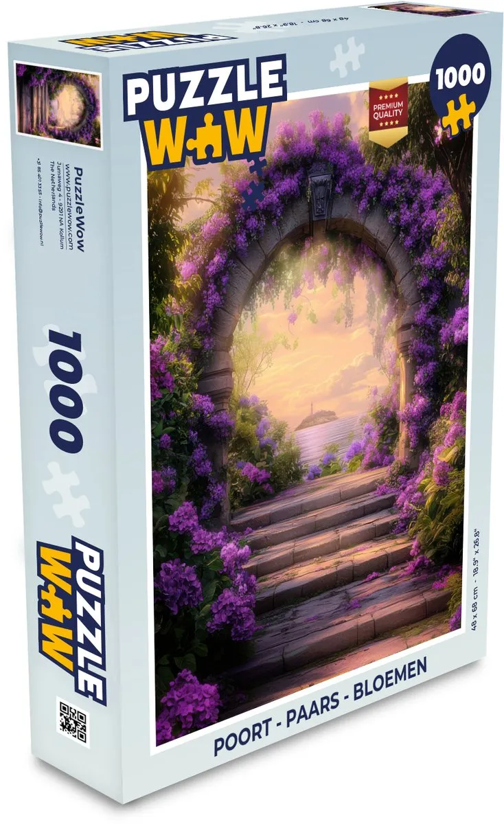 PuzzleWow Legpuzzel 1000 Stuks - Poort met Paarse Bloemen