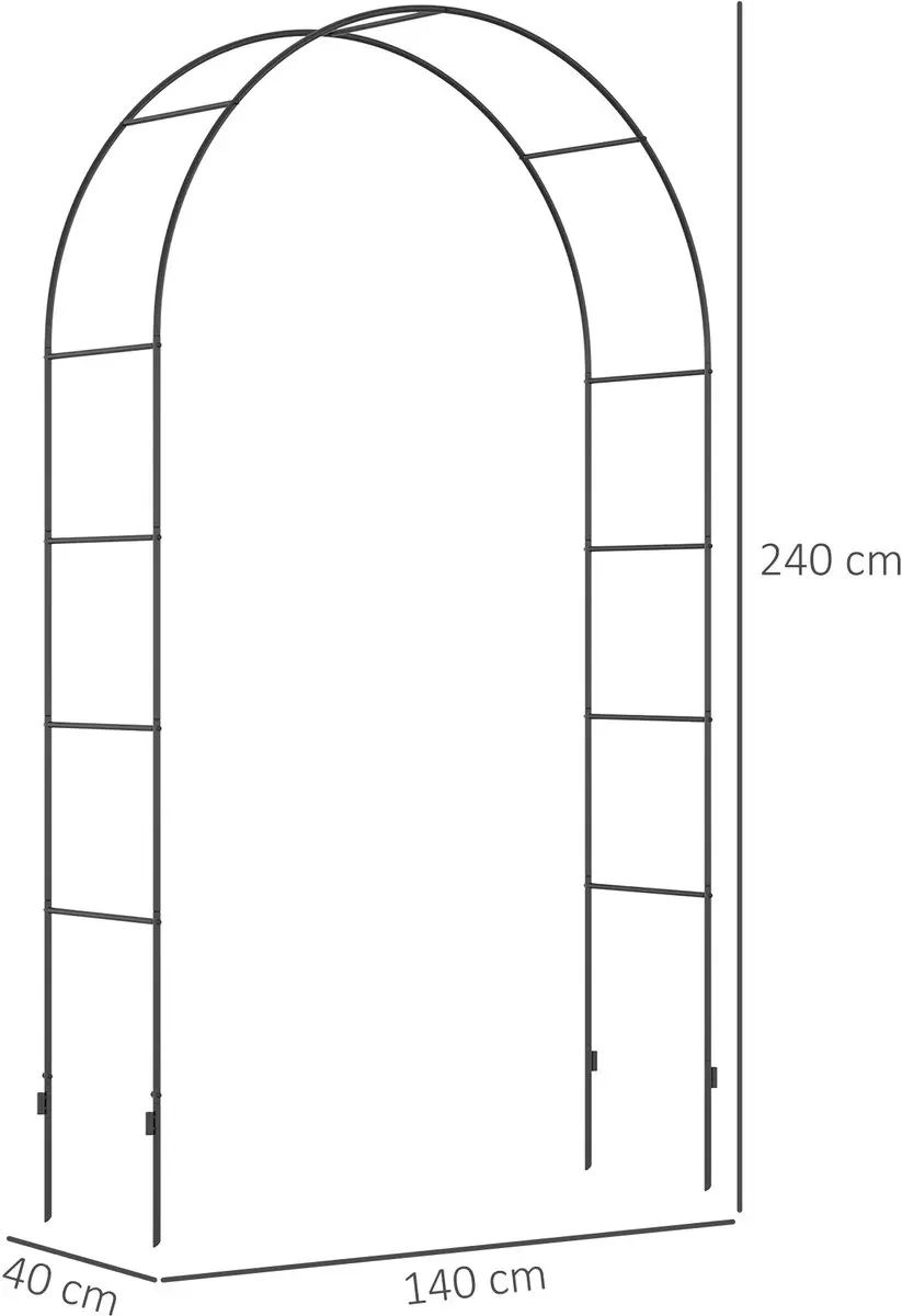 Outsunny Rosenbogen 844-671V00 - 140x240cm Zwart - afbeelding 6 van 6