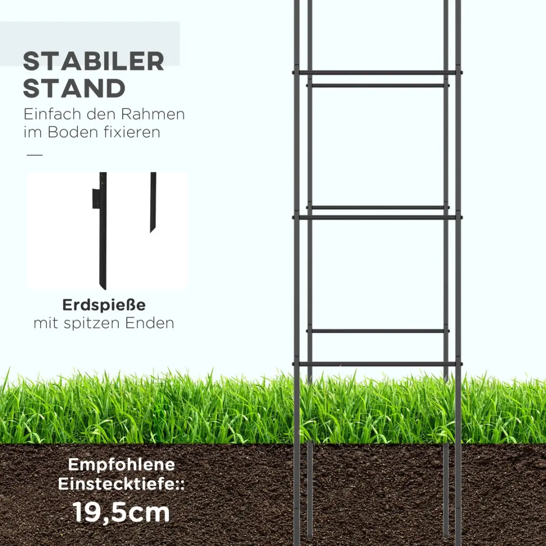 Outsunny Rosenbogen 844-671V00 - 140x240cm Zwart - afbeelding 4 van 6