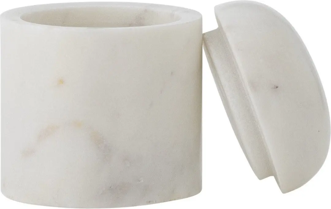 Bloomingville Lira pot met deksel wit marmer 9cm